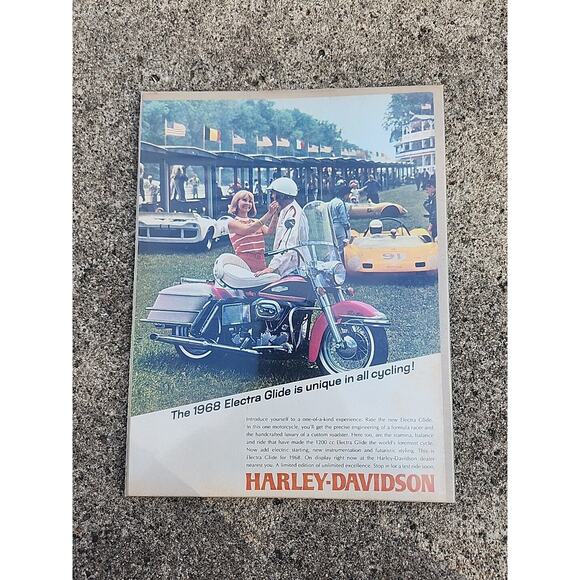 1967 Harley Davidson Electra Glide 1200cc Vintage Motorcycle Magazine Print Ad - Picture 1 of 4
